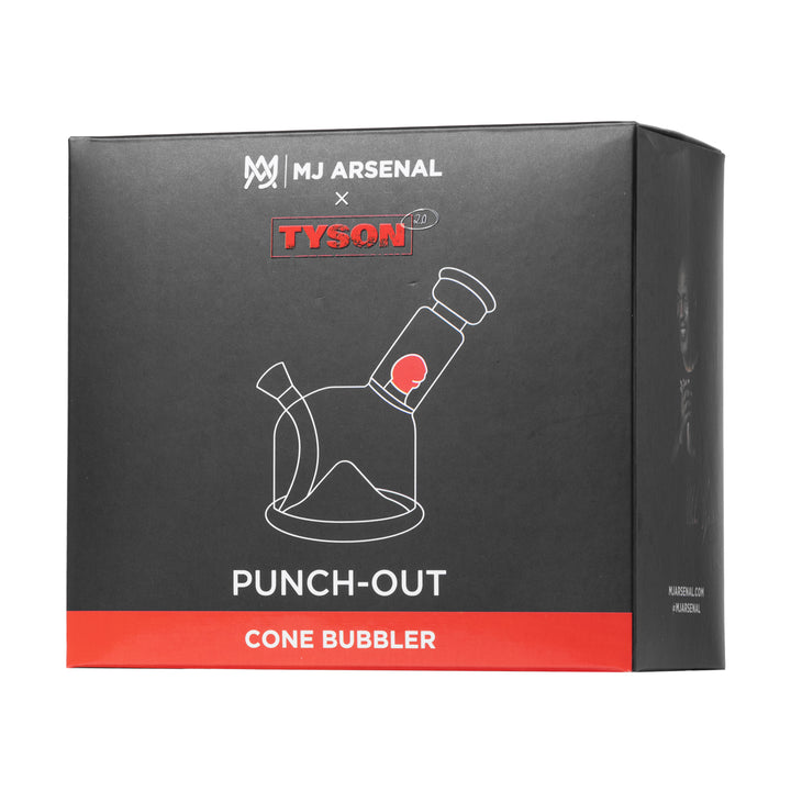 Front packaging of MJ Arsenal Tyson 2.0 Punch-Out Blunt Bubbler featuring boxing glove graphic