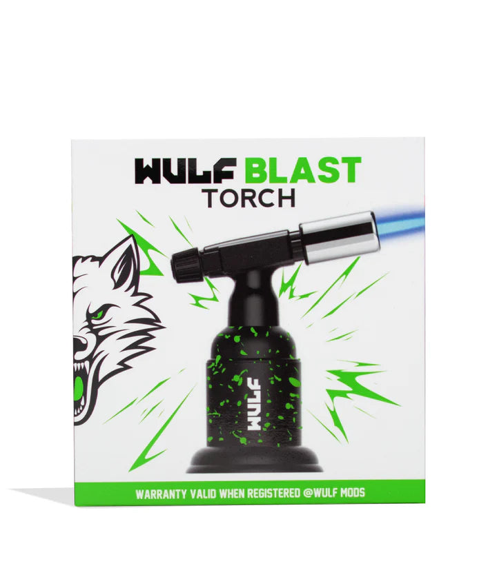 Wulf Mods Blast Torch Black Green Splatter – packaging with green splatter artwork and bold branding.