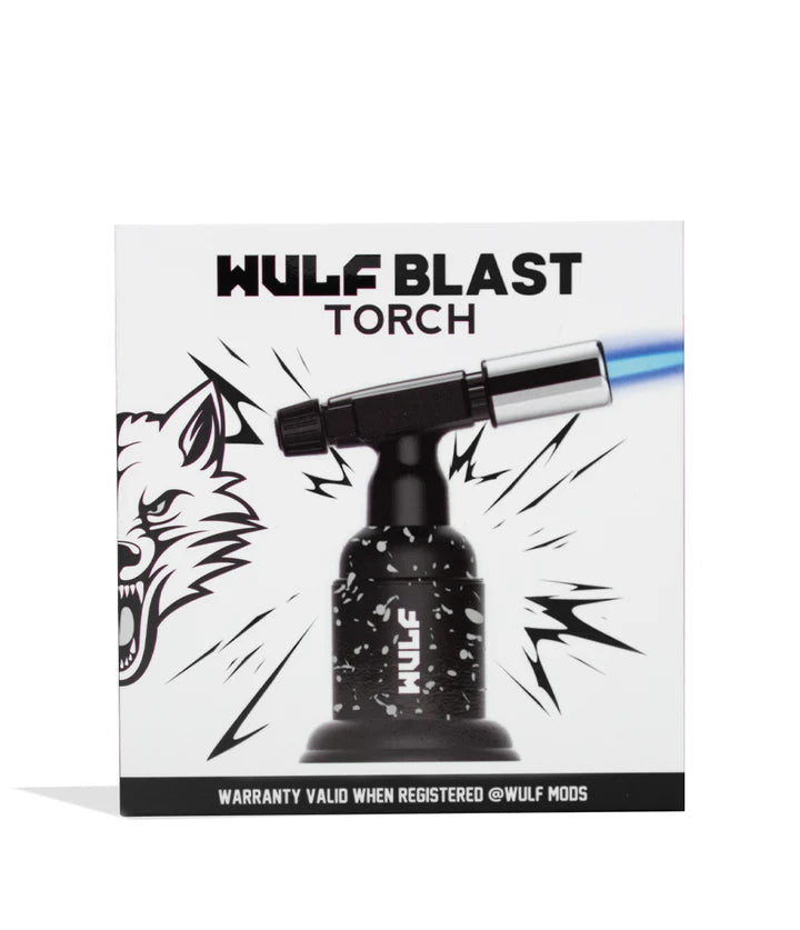 Wulf Mods Blast Torch Black White Splatter – retail box showing white splatter pattern and branding.