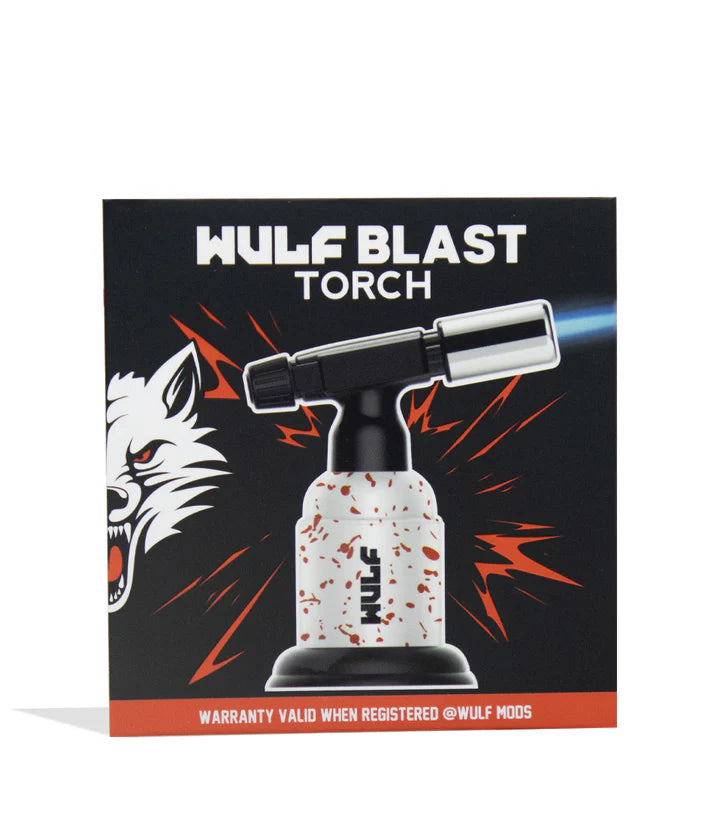 Wulf Mods Blast Torch White Red Splatter – retail box featuring splatter artwork and product silhouette.