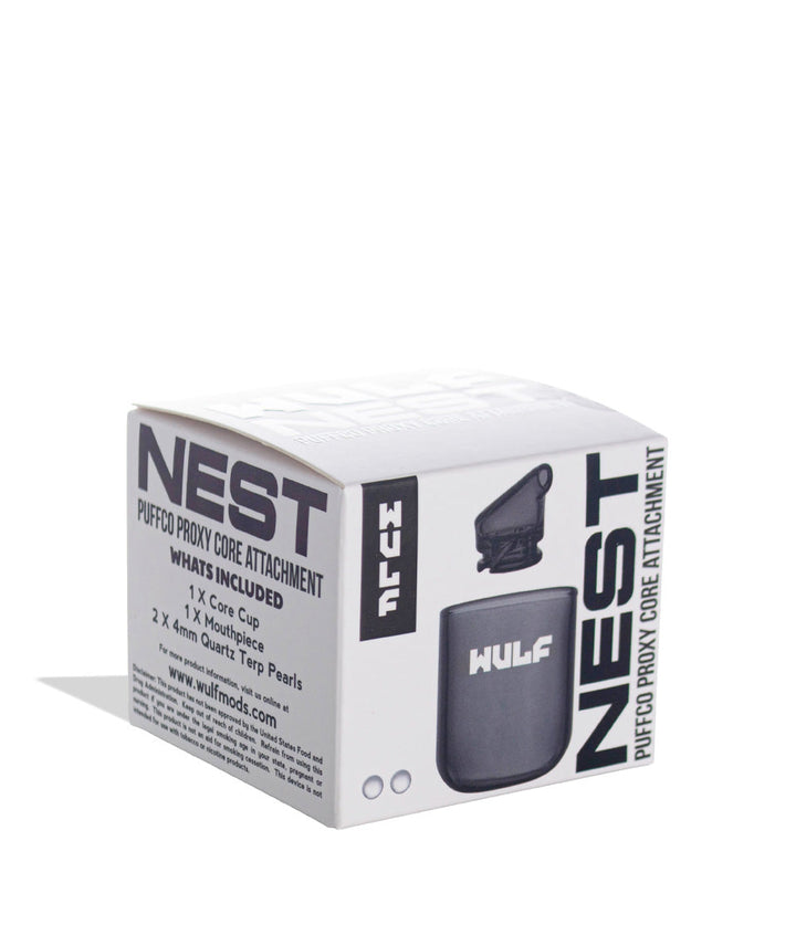 Wulf Mods Nest Smoke retail box, front view showing the Proxy Core glass kit contents.