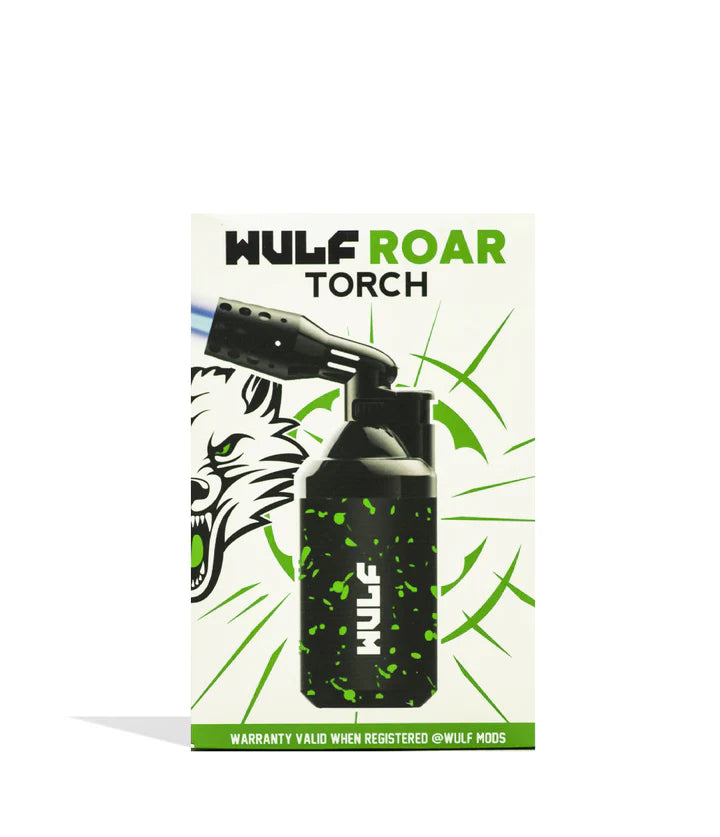 Wulf Mods Roar Torch Black Green Splatter – green splatter edition retail box with torch graphic.