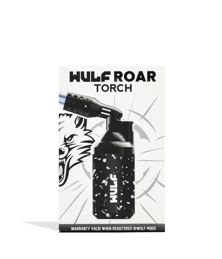 Wulf Mods Roar Torch Black White Splatter – packaging with white splatter graphics and torch outline.