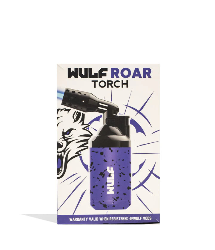 Wulf Mods Roar Torch Purple Black Splatter – purple splatter-style box featuring branded torch artwork.