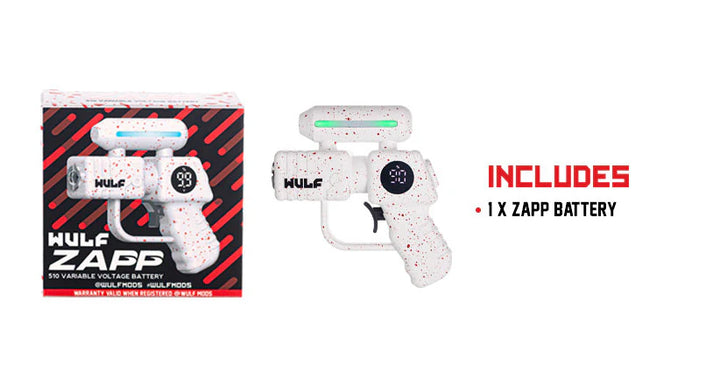 Step-by-step usage instructions for powering on, changing temperature, and using preheat mode on the Wulf Mods Zapp 510 Battery.