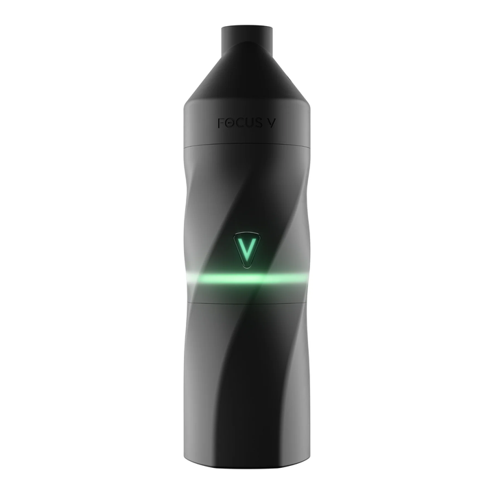 Focus V Aeris Vaporizer in Black – portable concentrate vaporizer with LED ring and ergonomic matte body.
