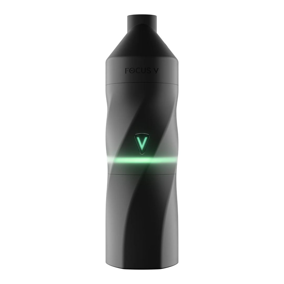 Focus V Aeris Vaporizer in Black – portable concentrate vaporizer with LED ring and ergonomic matte body.