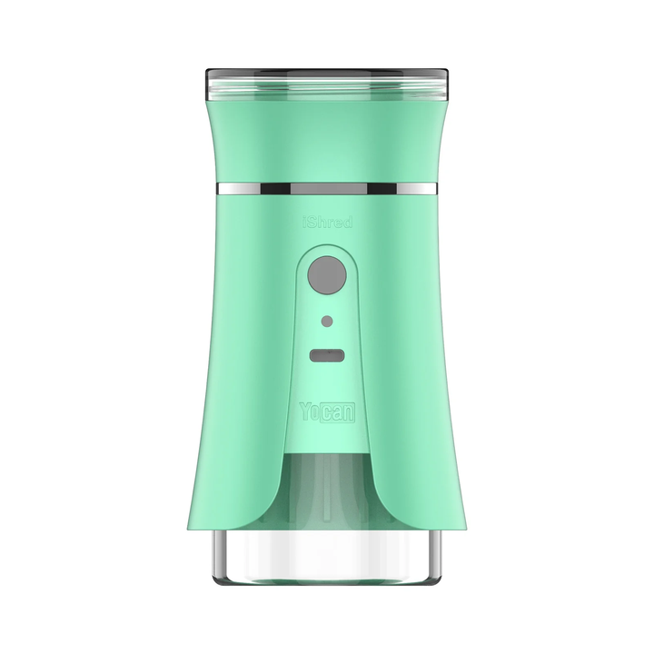 Yocan iShred electric smart grinder emerald green with jam-protection motor and clear collection chamber