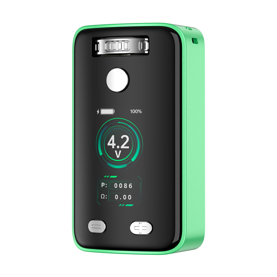 Yocan Uni 3.0 cartridge vape in mint green color featuring universal 510 compatibility and precision voltage control for optimal vaping.