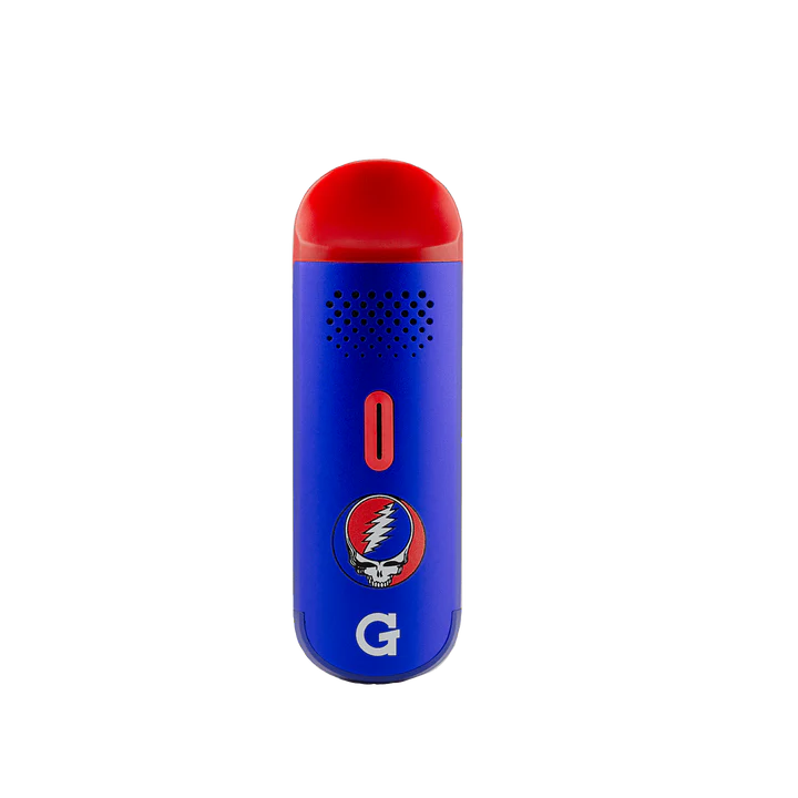 G Pen Dash Grateful Dead – red and blue edition dry herb vaporizer with signature Dead artwork and single-button design.