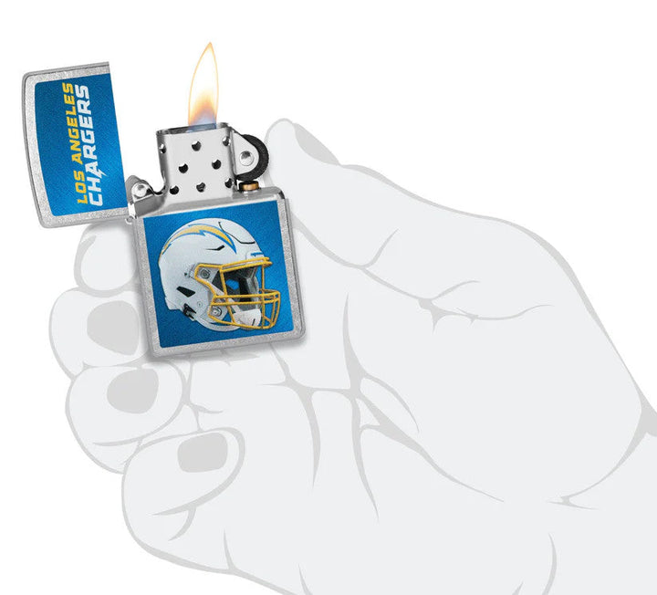 Zippo NFL Los Angeles Chargers Lighter — Chargers logo windproof lighter, alternate angle