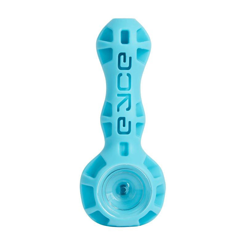 Eyce - Silicone Spoon in light blue, sleek and durable silicone pipe ideal for travel and outdoor smoking sessions.