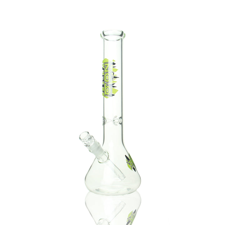 ZOB 14-inch Beaker Green and Black — green and black borosilicate glass beaker bong with ice pinch
