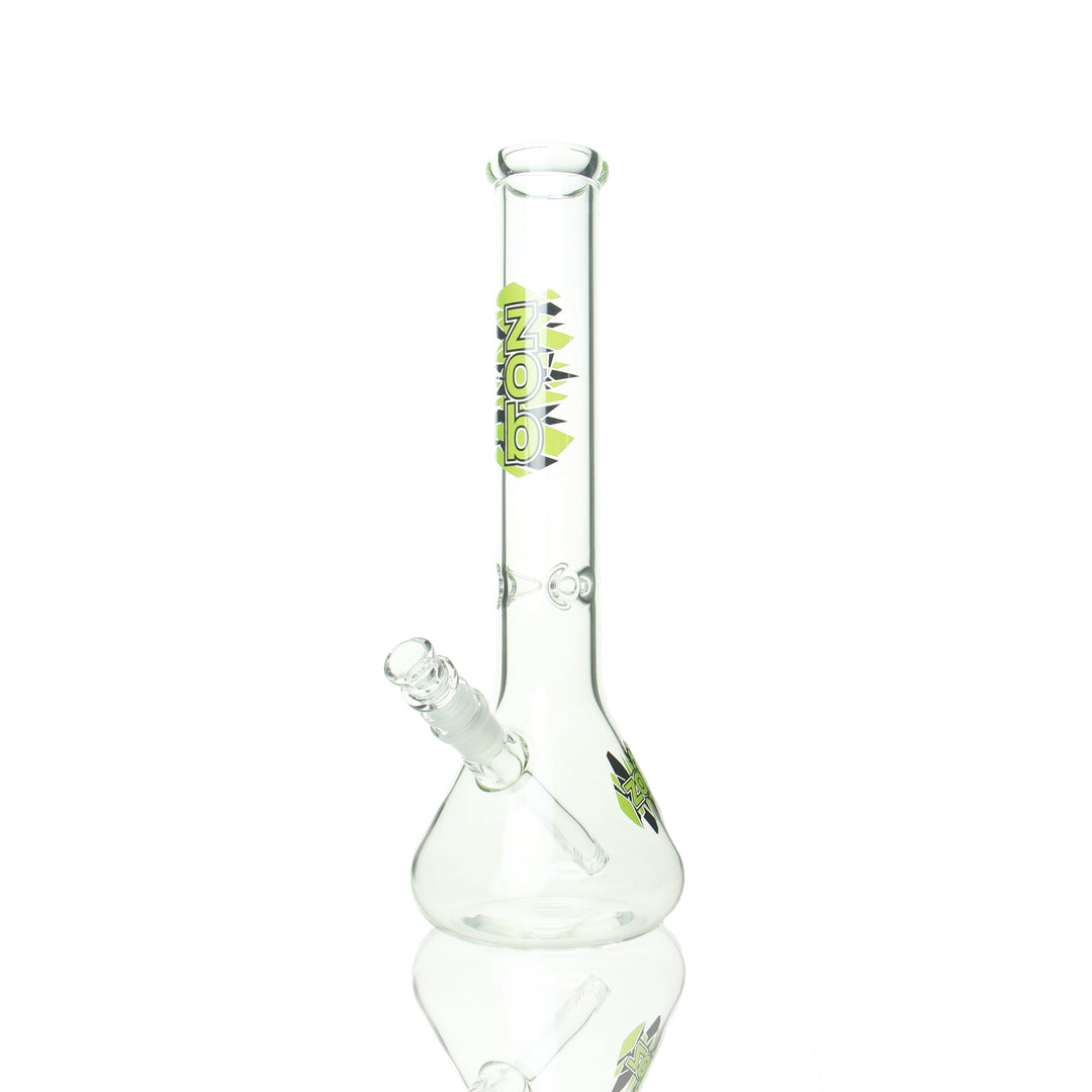 ZOB 14-inch Beaker Green and Black — green and black borosilicate glass beaker bong with ice pinch