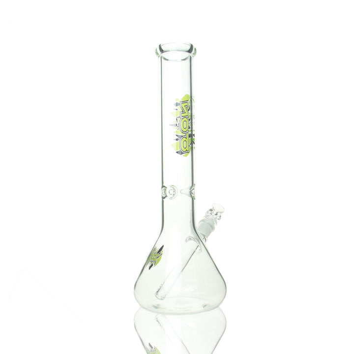 ZOB 14-inch Beaker Green and Black — green and black glass beaker, side profile view