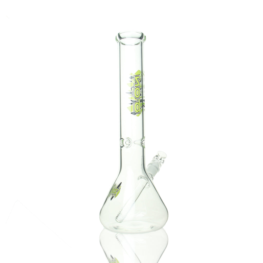 ZOB 14-inch Beaker Green and Black — green and black glass beaker, side profile view