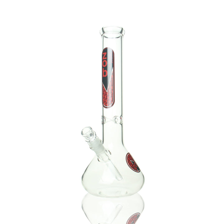 ZOB 14-inch Beaker Red and Black — red and black borosilicate glass beaker bong with ice pinch