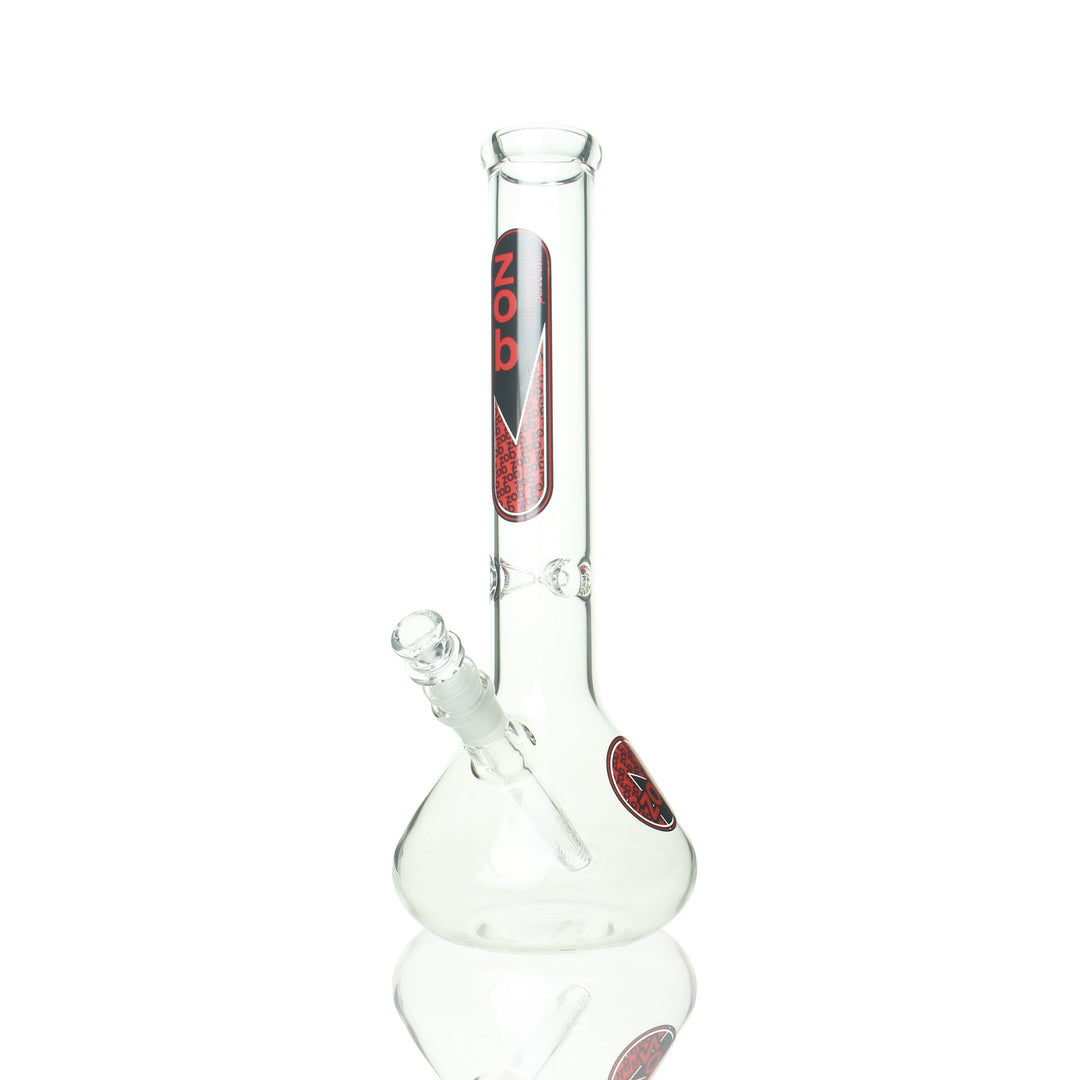 ZOB 14-inch Beaker Red and Black — red and black borosilicate glass beaker bong with ice pinch