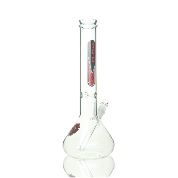 ZOB 14-inch Beaker Red and Black — red and black glass beaker, side profile view