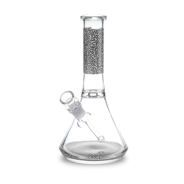 Keith Haring Glass Water Pipe - Black And White