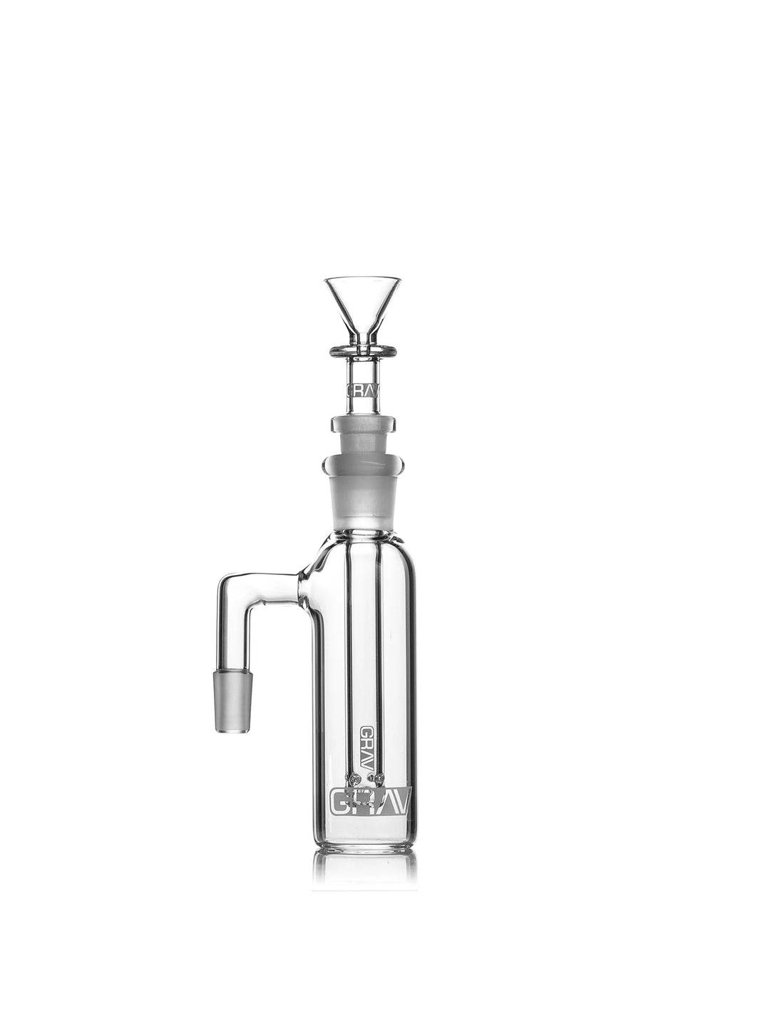 Side view of GRAV 14mm Standard Ash Catcher with 90-degree arm and diffused downstem