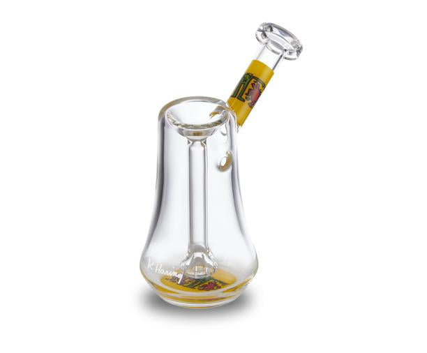 Keith Haring Glass - Bubbler - Multi Yellow