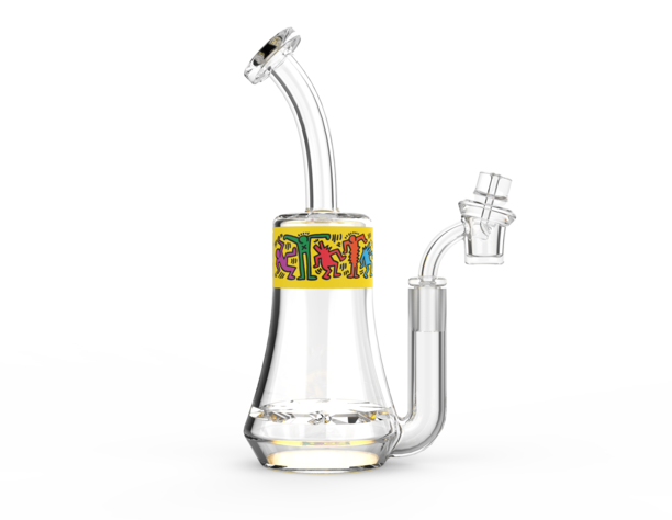 Keith Haring Glass - Concentrate Rig - Multi Yellow