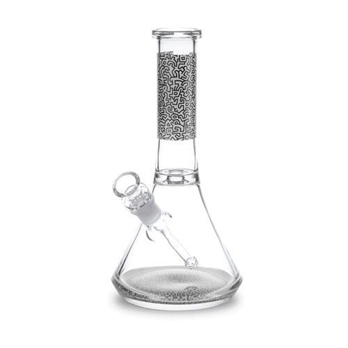 Keith Haring Glass - Water Pipe - Black And White