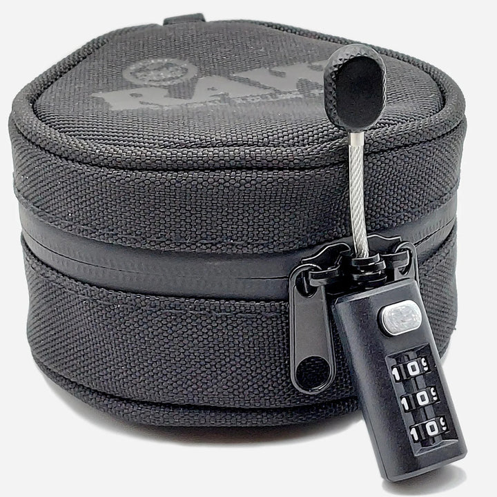 Raw Smell Proof Cozy with combination lock, designed for secure and discreet storage. Ideal for odor control and travel convenience.