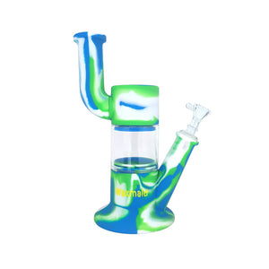 Waxmaid - 9" Robo Silicone Water Pipe - Green, Blue & White