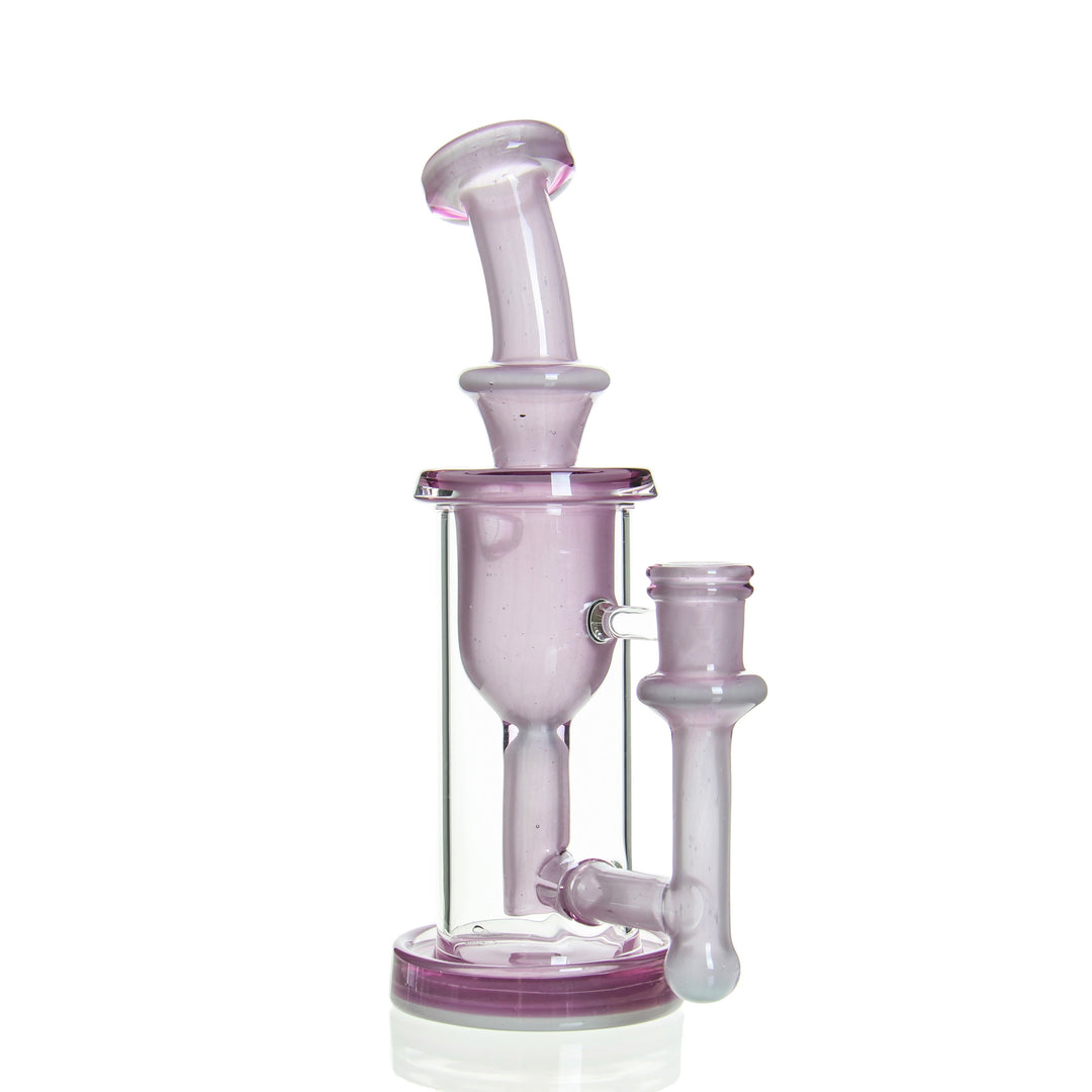 Leisure Glass Incycler - Karma Mint water pipe with a sleek bent neck and vibrant purple hue, designed for smooth filtration and durability.