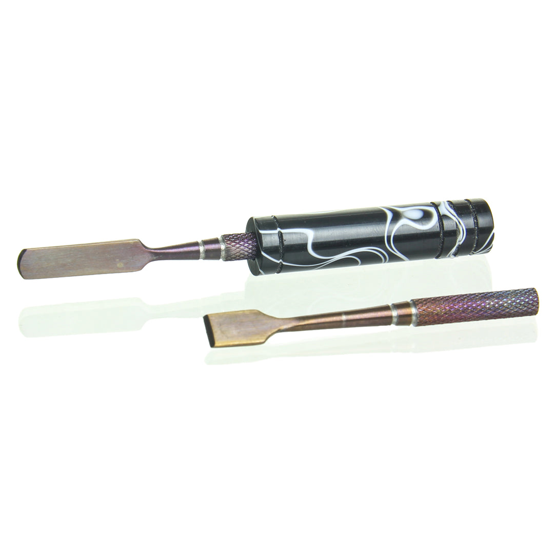 710 Swords Magnetic Removable Anodized Dabber Black and White — anodized stainless dabber with magnetic removable tip in black and white