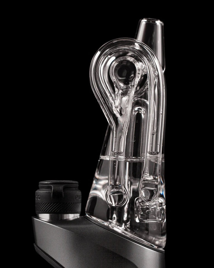 Puffco Ryan Fitt Recycler Glass 2.0 – angled front view highlighting dual recycler arms and sleek modern design.
