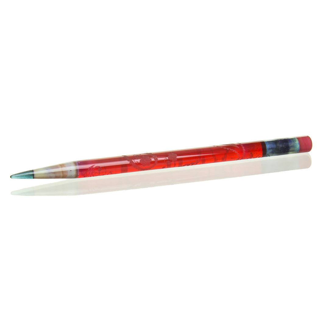 Sherbet Glass - Sandblasted Paisley Pencil Dabber - Red
