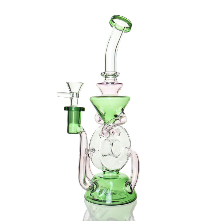 11" Dual Uptake Donut Recycler - Green &amp; Pink