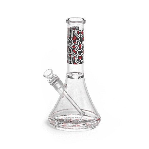 Keith Haring Glass - Water Pipe - Black, Red, and White