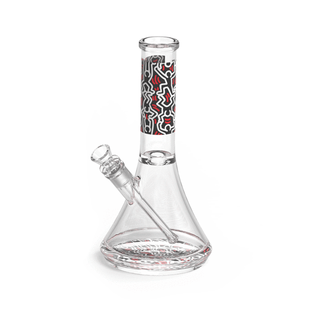 Keith Haring Glass - Water Pipe - Black, Red, and White