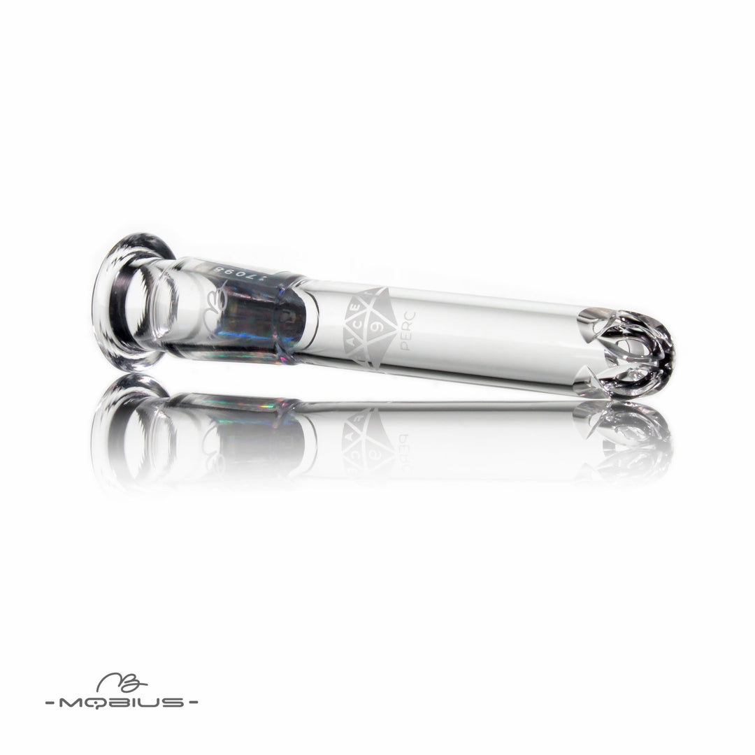Mobius Facet Diffuser Downstem – Hand-Carved Glass Downstem with 9 Directional Holes in Multiple Sizes