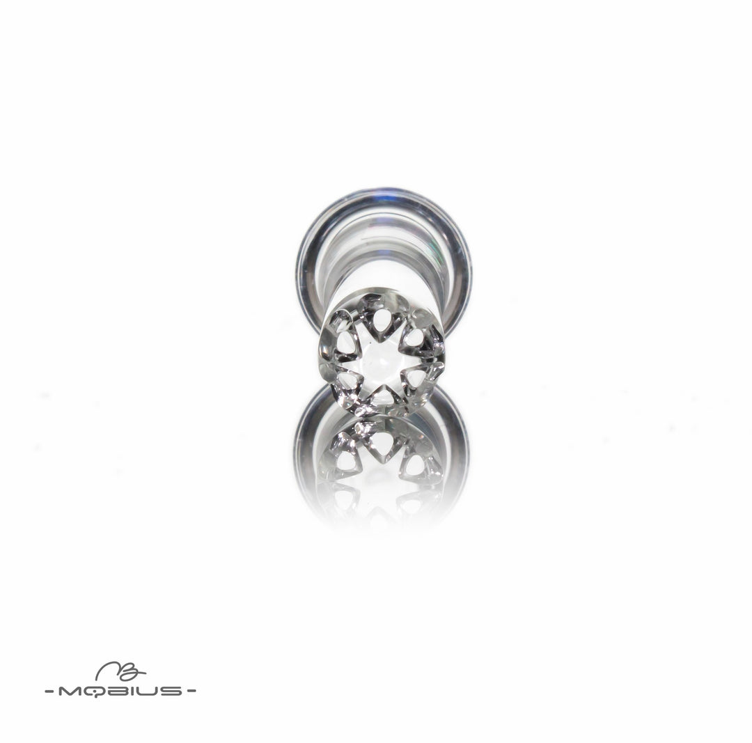 Mobius Facet Diffuser Downstem – Hand-Carved Glass Downstem with 9 Directional Holes in Multiple Sizes