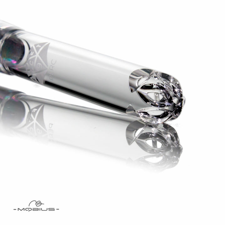 Mobius Facet Diffuser Downstem – Hand-Carved Glass Downstem with 9 Directional Holes in Multiple Sizes