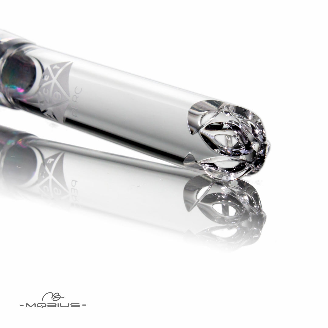 Mobius Facet Diffuser Downstem – Hand-Carved Glass Downstem with 9 Directional Holes in Multiple Sizes