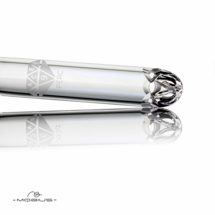 Mobius Facet Diffuser Downstem – Hand-Carved Glass Downstem with 9 Directional Holes in Multiple Sizes