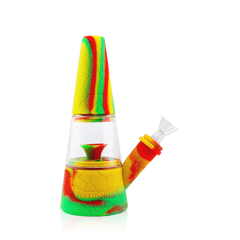 Waxmaid - 8" Fountain Silicone Hybrid Water Pipe - Rasta