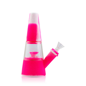 Waxmaid - 8" Fountain Silicone Hybrid Water Pipe - White & Pink