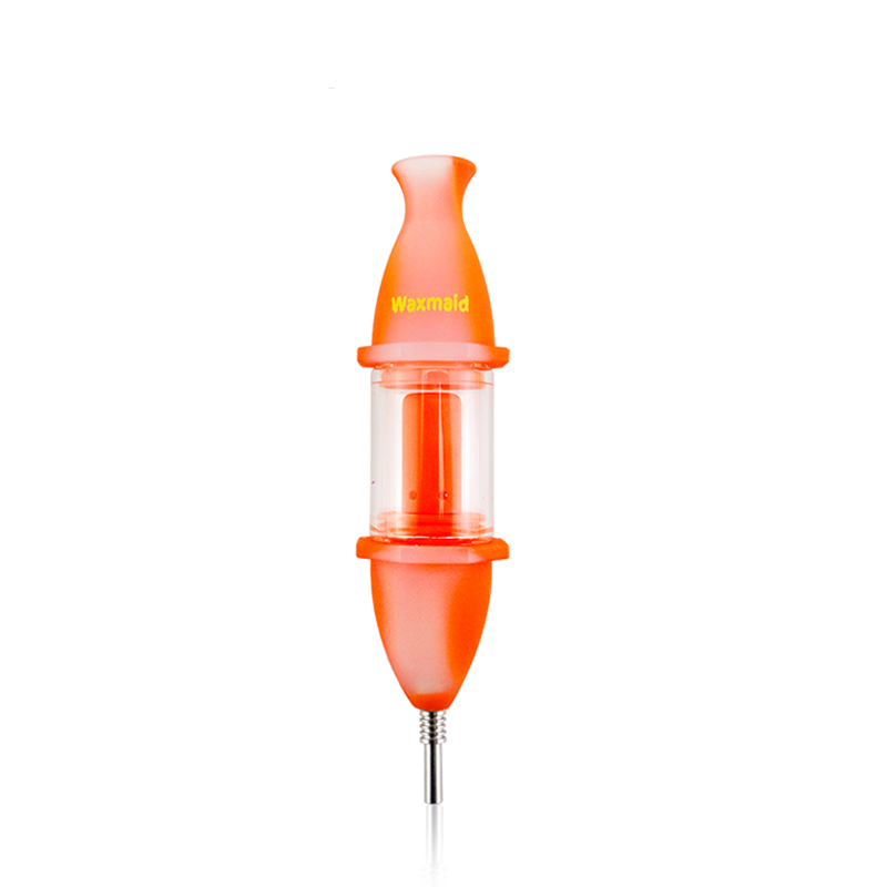 Waxmaid - 8" Silicone & Glass Hybrid Nectar Collector - Orange