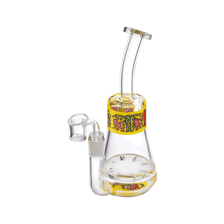 Keith Haring Glass - Concentrate Rig - Multi Yellow
