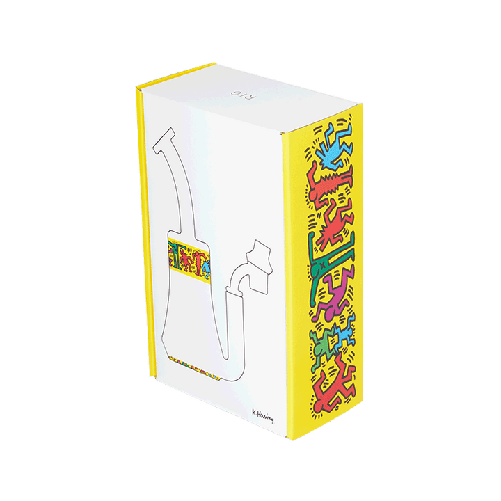 Keith Haring Glass - Concentrate Rig - Multi Yellow