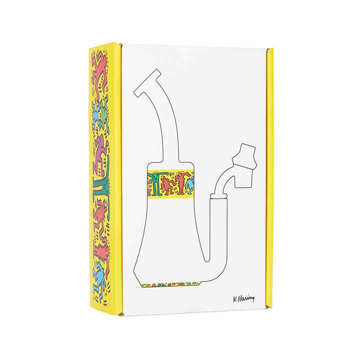 Keith Haring Glass - Concentrate Rig - Multi Yellow