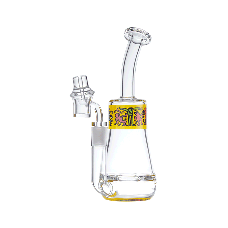 Keith Haring Glass - Concentrate Rig - Multi Yellow