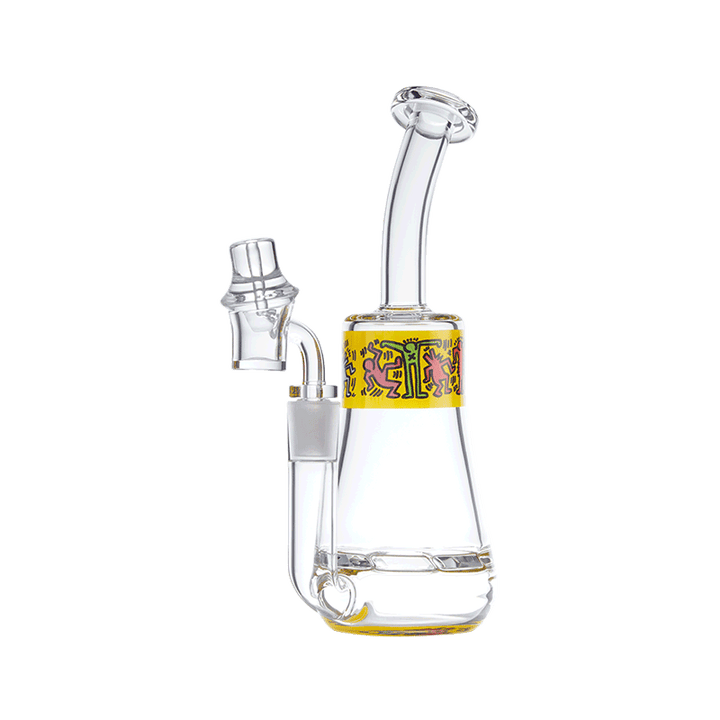 Keith Haring Glass - Concentrate Rig - Multi Yellow